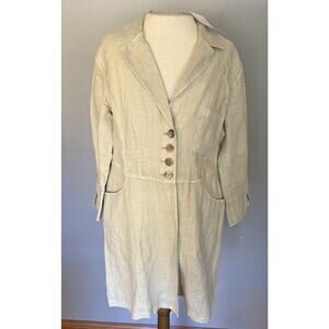 Soft Surroundings Eza Jacket Sz S NWT Beige Linen Notch Collar‎ Lagenlook Boho